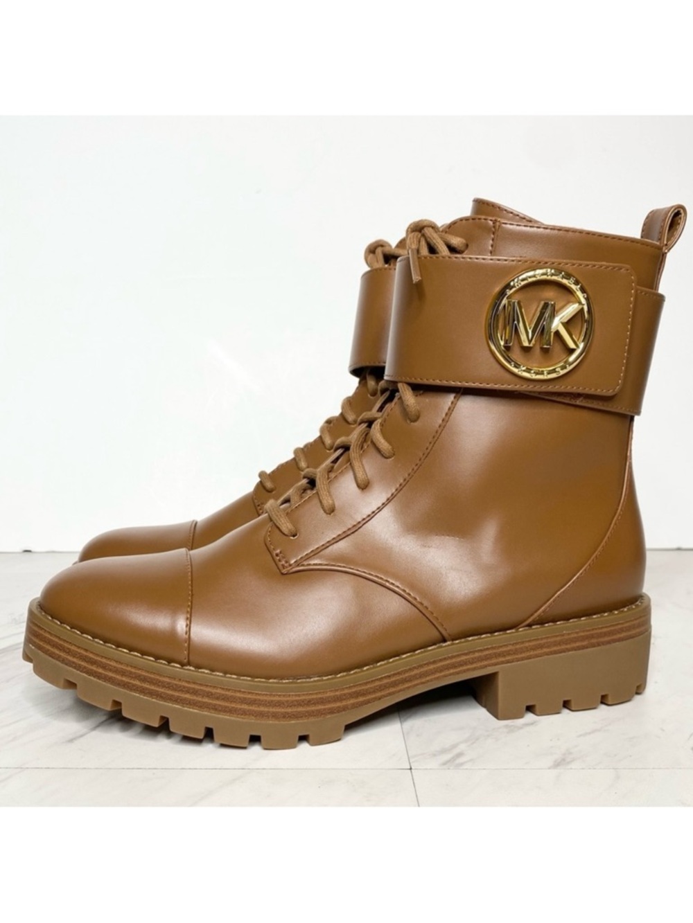 New! Michael Michael Kors Tatum Brown Lace Up Combat Boot 7M